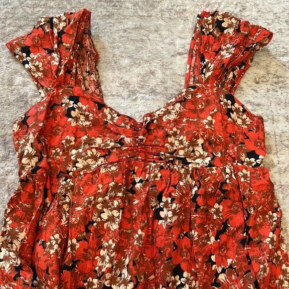 Free People night combo mini dress floral autumn colors sweetheart neckline XS - Picture 5 of 10